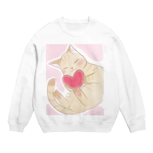 ハートにゃんこ Crew Neck Sweatshirt