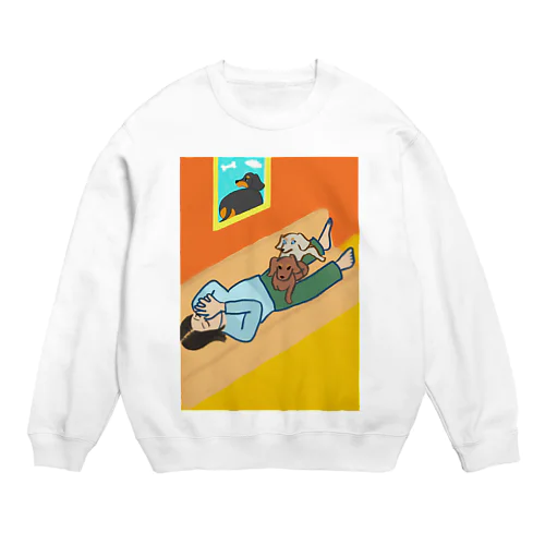 イヌたちとのんびり Crew Neck Sweatshirt