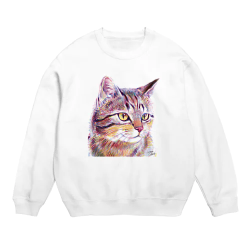 ３色の色鉛筆で描いた猫 Crew Neck Sweatshirt