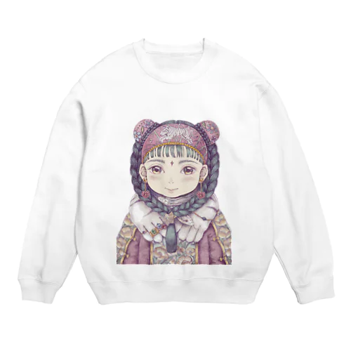 虎民族の女の子 Crew Neck Sweatshirt