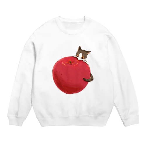 【ネコと果物】キジ白＆りんご Crew Neck Sweatshirt