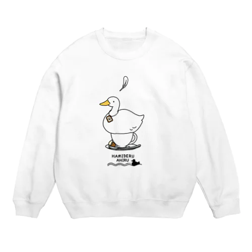 はみ出るアヒル「ティーカップ」 Crew Neck Sweatshirt