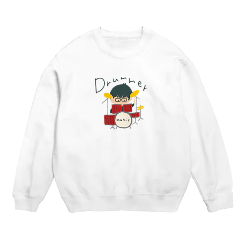 drummerメガネ君 Crew Neck Sweatshirt