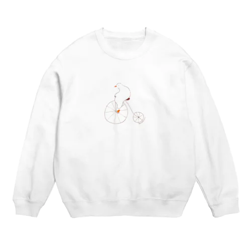 じてんしゃを漕ぐアヒル Crew Neck Sweatshirt