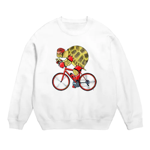 カメの自転車乗り Crew Neck Sweatshirt