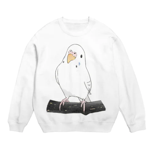 まったりセキセイインコちゃん【まめるりはことり】 Crew Neck Sweatshirt