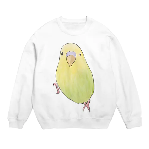 ウィンクするセキセイインコちゃん【まめるりはことり】 Crew Neck Sweatshirt