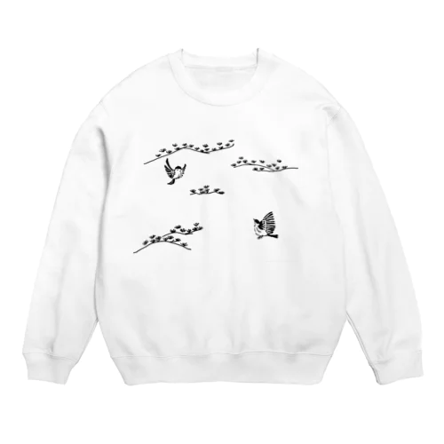 おしゃべりしてるすずめさん Crew Neck Sweatshirt