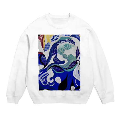 紺碧の葉魚と花❷ Crew Neck Sweatshirt