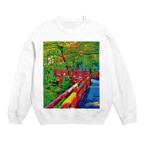 石川 那谷寺の楓月橋 Crew Neck Sweatshirt