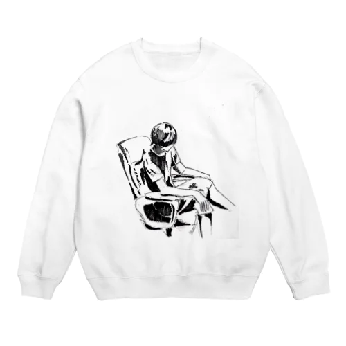 座ってる私 Crew Neck Sweatshirt