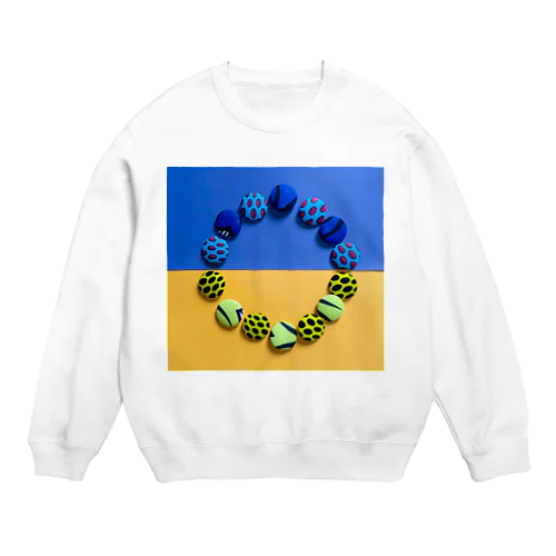 ウクライナ支援　～縁～PEACE　　コロンとかわいいアフリカンキルトのくるみボタン Crew Neck Sweatshirt