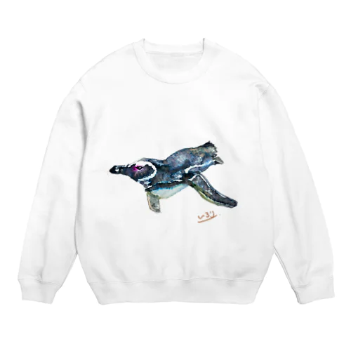 泳ぐペンギンちゃん Crew Neck Sweatshirt