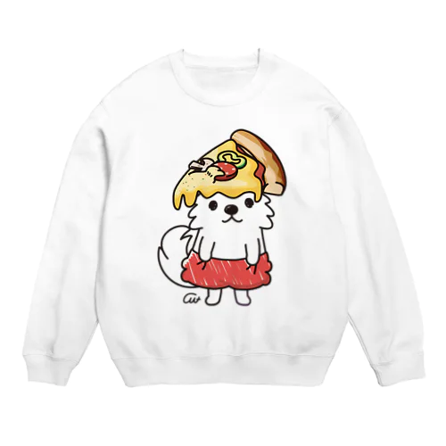 PIZZAゲットした　ポメラニアン Crew Neck Sweatshirt