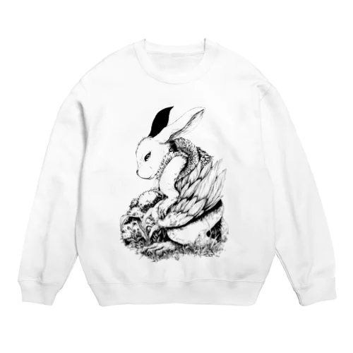 うさぎの幻獣のペン画 Crew Neck Sweatshirt