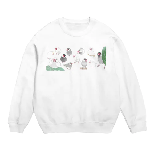 あつまれ文鳥ちゃん【まめるりはことり】 Crew Neck Sweatshirt