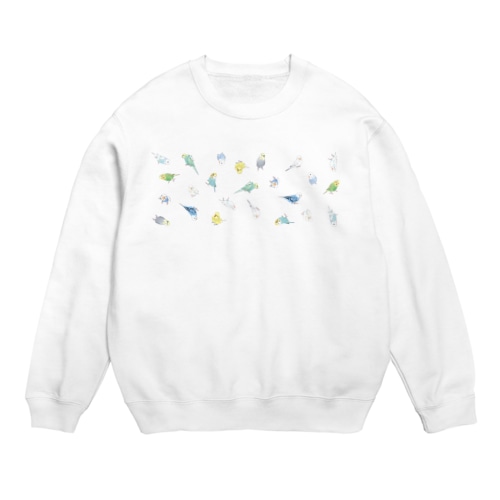 あつまれセキセイインコちゃん２【まめるりはことり】 Crew Neck Sweatshirt