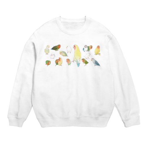 あつまれラブバード（コザクラインコ・ボタンインコ）ちゃん【まめるりはことり】 Crew Neck Sweatshirt