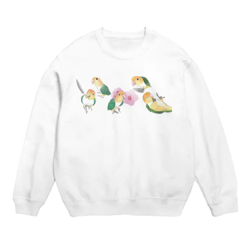 あつまれシロハラインコちゃん【まめるりはことり】 Crew Neck Sweatshirt