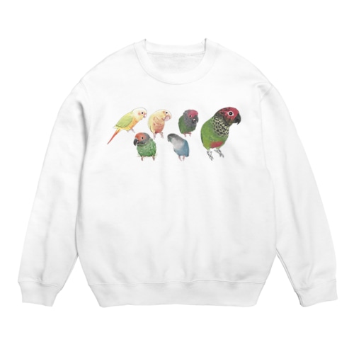 あつまれウロコインコちゃん【まめるりはことり】 Crew Neck Sweatshirt