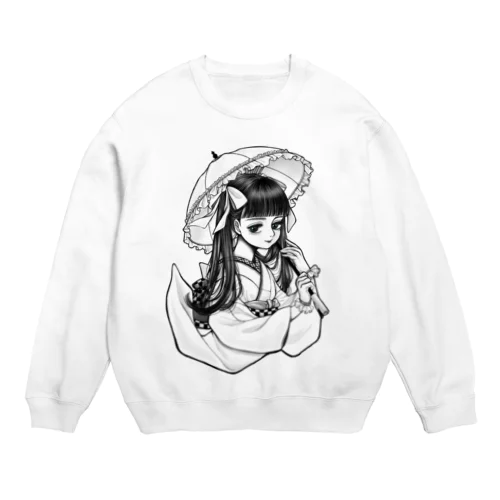 日傘の美少女 Crew Neck Sweatshirt