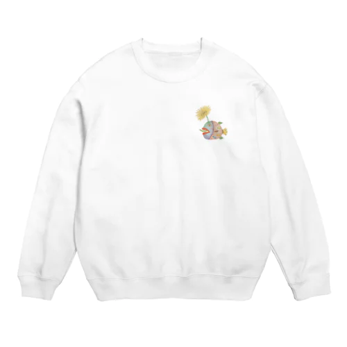 毒舌人面ひまわりチョウチンアンコウ Crew Neck Sweatshirt