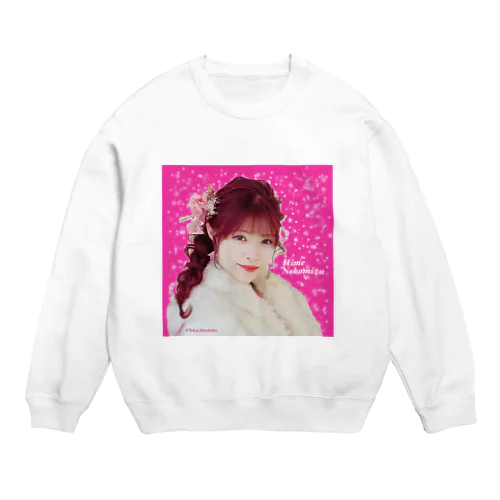 根古水ヒメ🌸No.1 ホットピンクラメ×振袖(アップ)［正方形］ฅ^ơωơ^ฅ♡ Crew Neck Sweatshirt