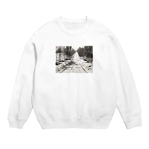 墨絵　雪道 Crew Neck Sweatshirt