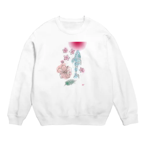 桜とイルカ Crew Neck Sweatshirt