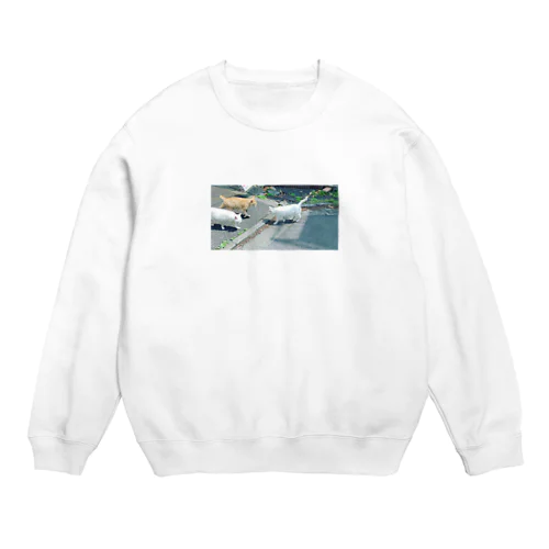 猫3匹 Crew Neck Sweatshirt