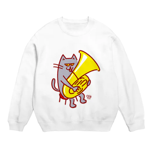 どや猫楽団・チューバ Crew Neck Sweatshirt