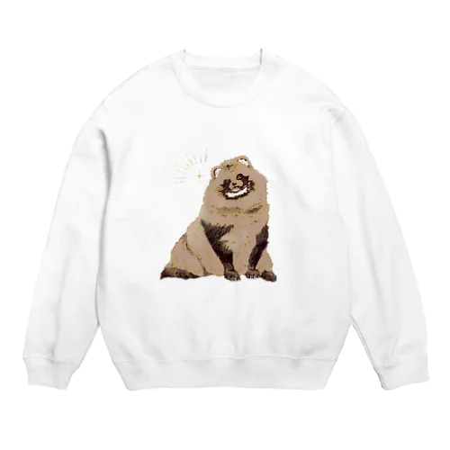 キラキラ ふわふわ エゾタヌキ Crew Neck Sweatshirt