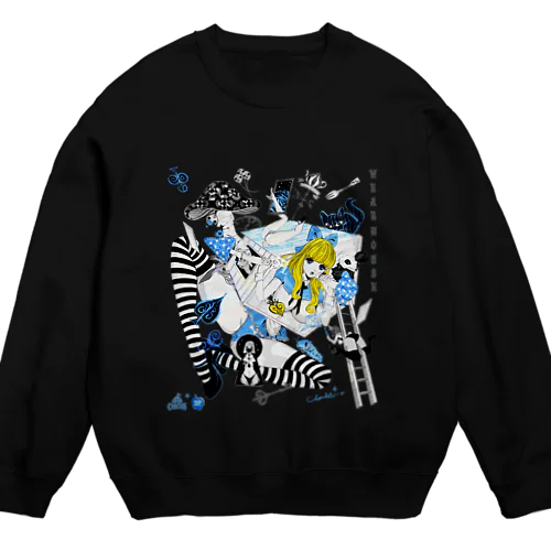 WEARHOUSE 家を着る少女とウサギ人形のマッドポップ Crew Neck Sweatshirt