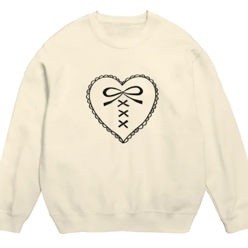 Tie in my heart  Black Crew Neck Sweatshirt