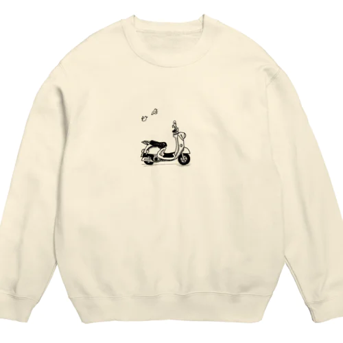 スクーターとスズメ Crew Neck Sweatshirt