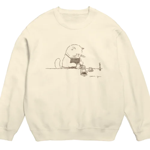 カフェのマスター（印刷インクカラー：ココアブラウン） Crew Neck Sweatshirt