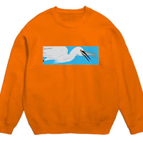 コサギ、魚は飲み物 Crew Neck Sweatshirt