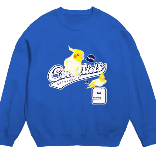 Cockatiels 9 ルチノー オカメインコ ルチノスケ カレッジ ロゴ 0535 スサー付 Crew Neck Sweatshirt