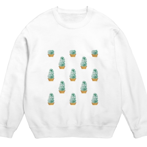 チョコミントソフト(白) Crew Neck Sweatshirt
