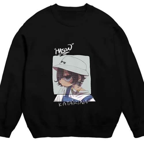 自画像で草（白文字） Crew Neck Sweatshirt