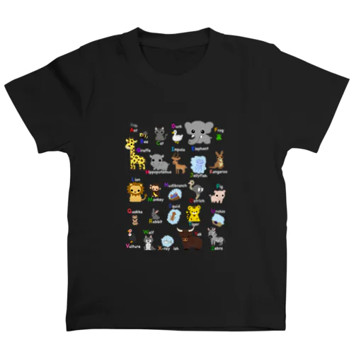 ABC  animals (白文字) Regular Fit T-Shirt