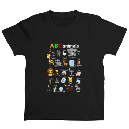 ABC  animals (タイトル　白文字) スタンダードTシャツ