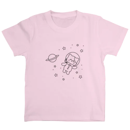 宇宙にゃんこ　モノクロ Regular Fit T-Shirt