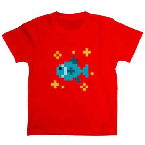 ドット絵おさかなブルー スタンダードTシャツ