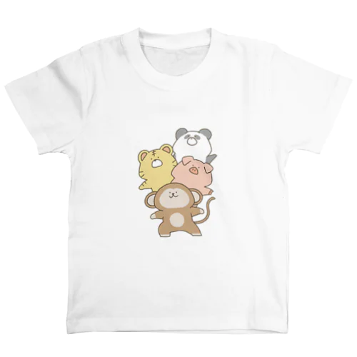 パンダ、トラ、ぶた、さる Regular Fit T-Shirt