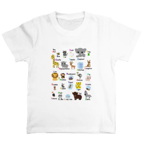 ABC  animals 黒文字 Regular Fit T-Shirt