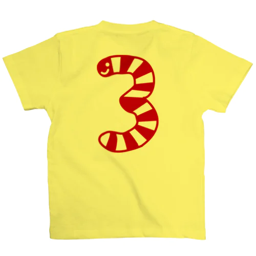 チンアナゴ数字Tシャツ「3」赤 Regular Fit T-Shirt