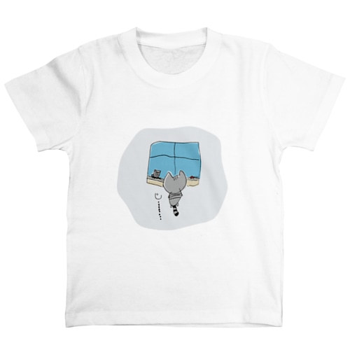 灰色猫と窓 Regular Fit T-Shirt