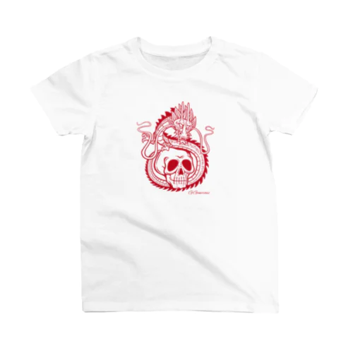 ドラゴン＆スカル　赤 Regular Fit T-Shirt