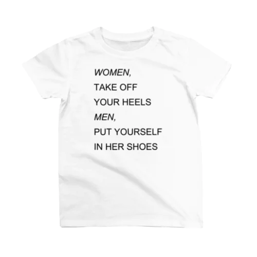 WOMEN&MEN black print Tシャツ スタンダードTシャツ